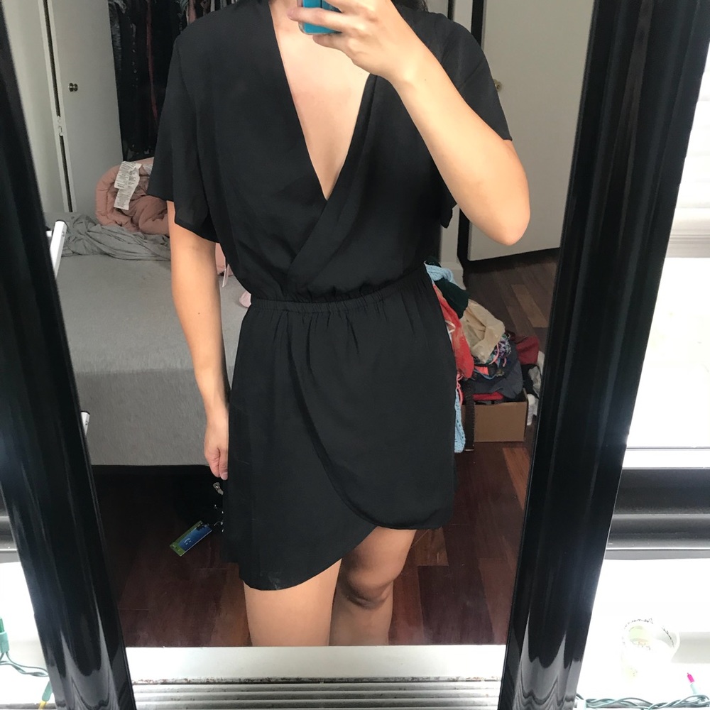 Tobi Kimmy Black Wrap Dress NWT